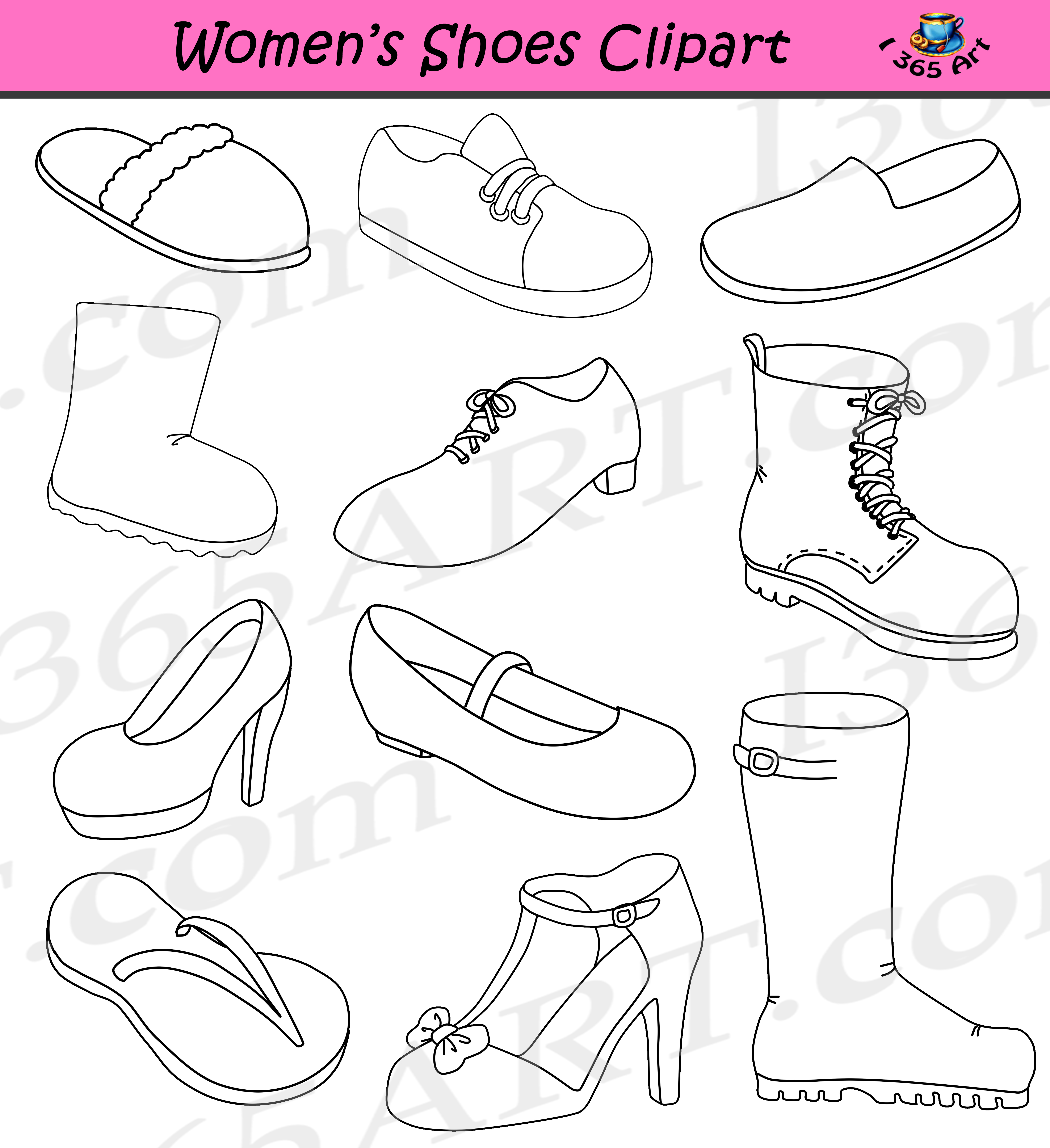 womens shoes clipart – commercial graphics