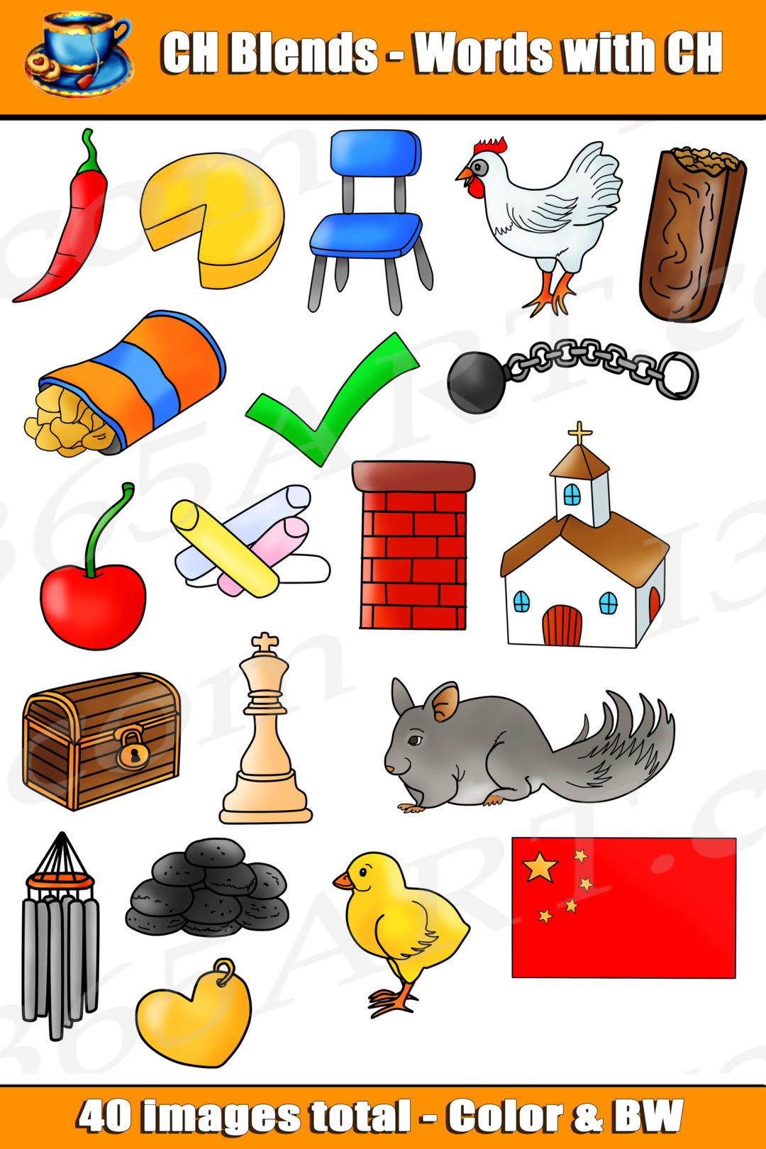CH Digraph Clipart Word Blends For Commercial Use Clipart 4 School
