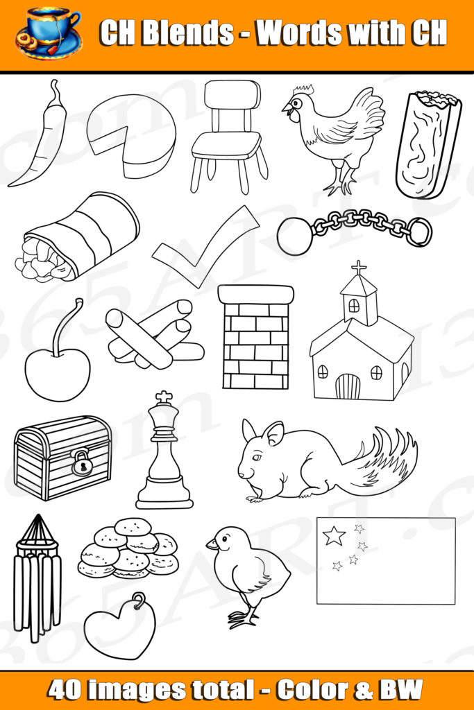 CH Digraph Clipart Word Blends For Commercial Use - Clipart 4 school