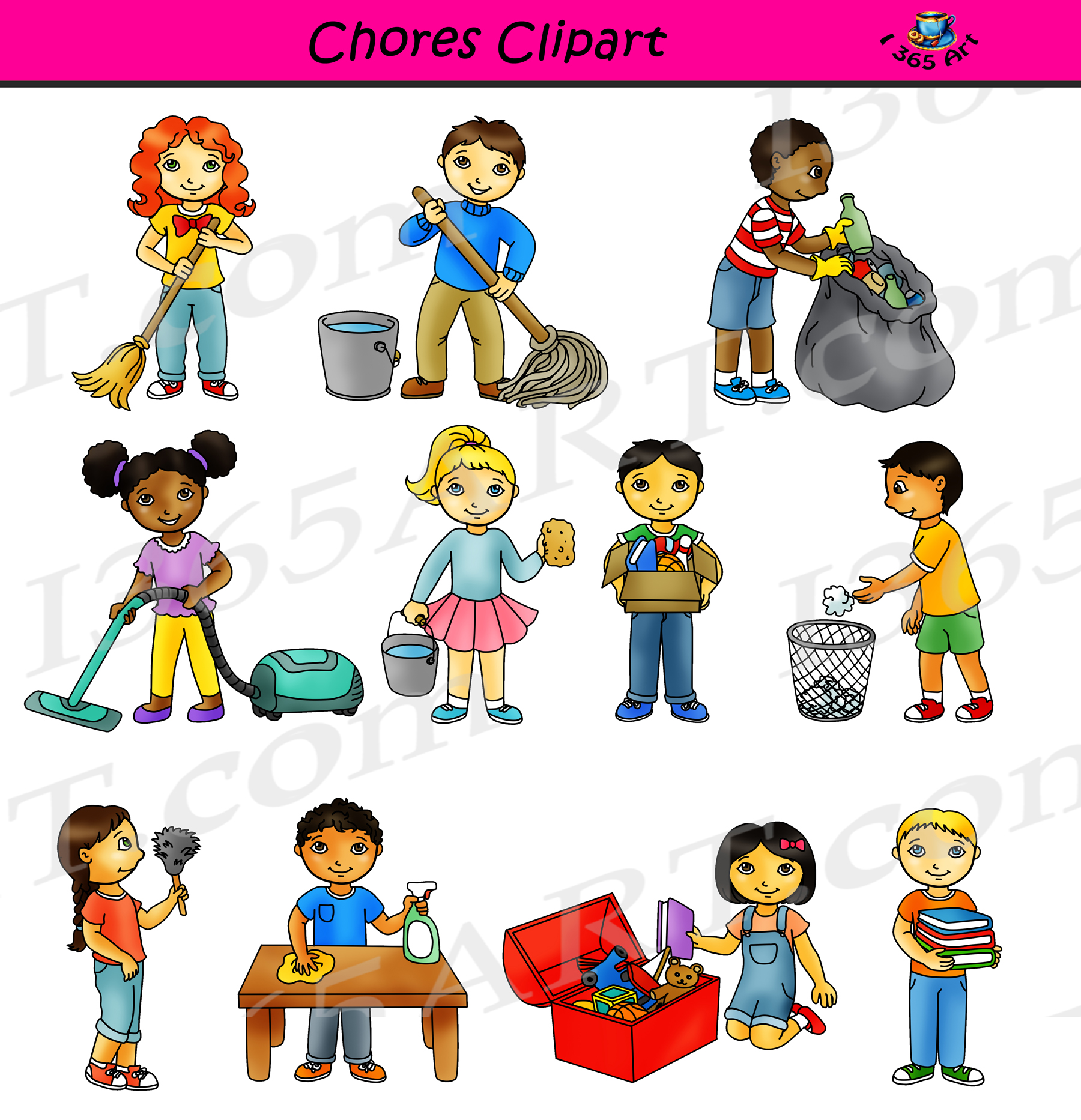 Chores Clipart Classroom Cleaning Commercial Graphics