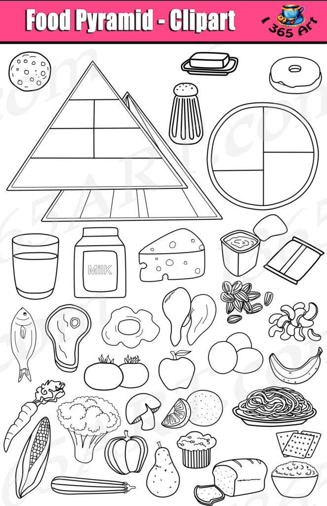 Food Pyramid Clipart Set - Kid's Nutrition Graphics - Clipart 4 School