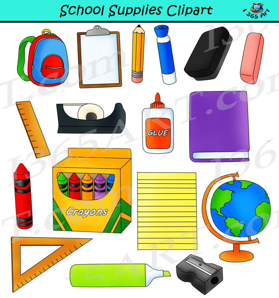 School Supplies Clipart - Back To School - Commercial Graphics