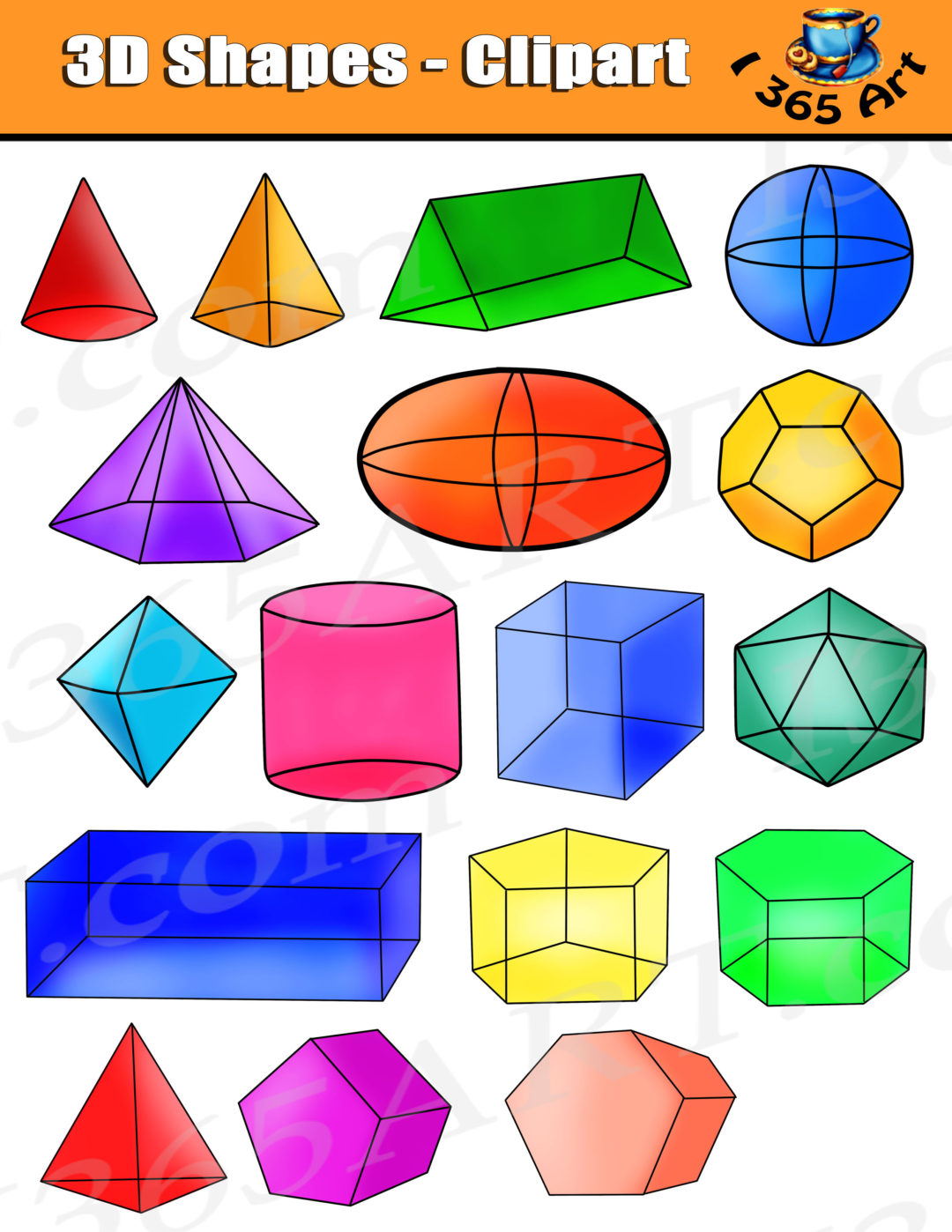 draw any 5 3d shapes