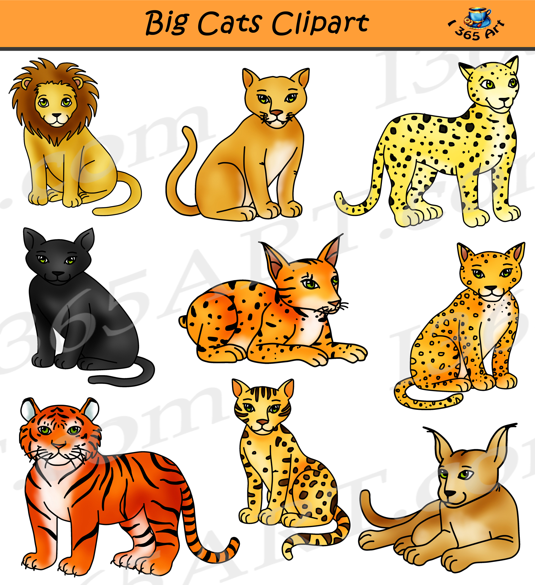  Big  Cats  Clipart  Feline Clipart  Graphics  Clipart  4 School