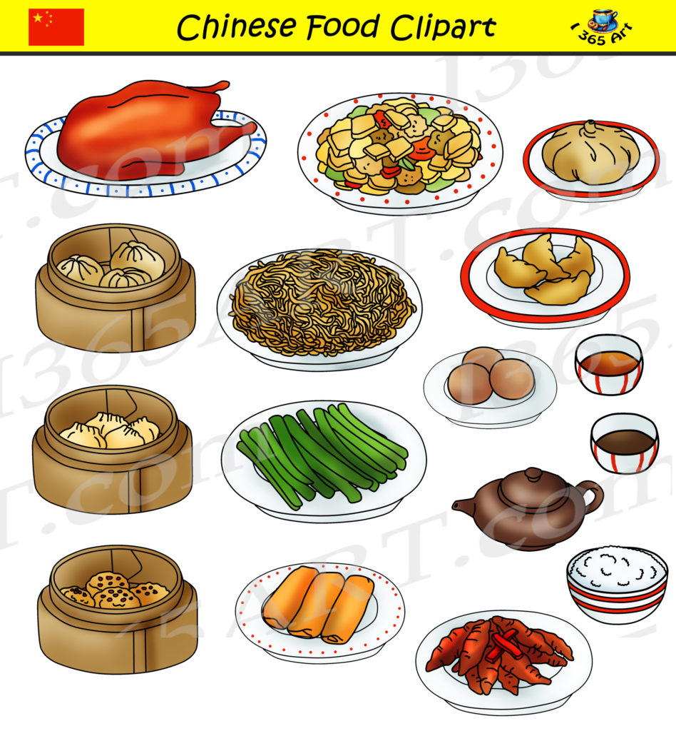 International Traditional Foods Chinese Food Clipart Set Commercial Graphics Clipart 