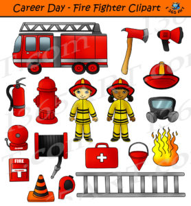 Fire Fighter Clipart - Career Day Commercial Graphics - Clipart for School