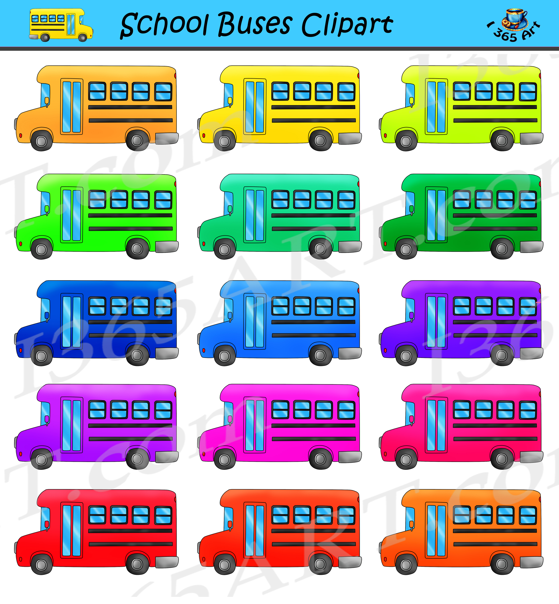 School Bus Clipart Set For Commercial Use Clipart 4 School