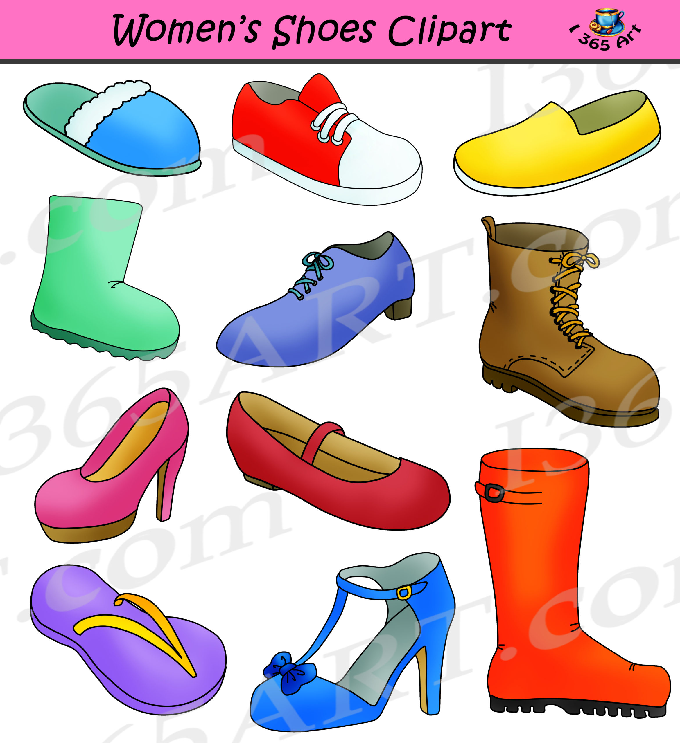 Clipart Shoes-digital Clip Art-commercial Use-high - Etsy