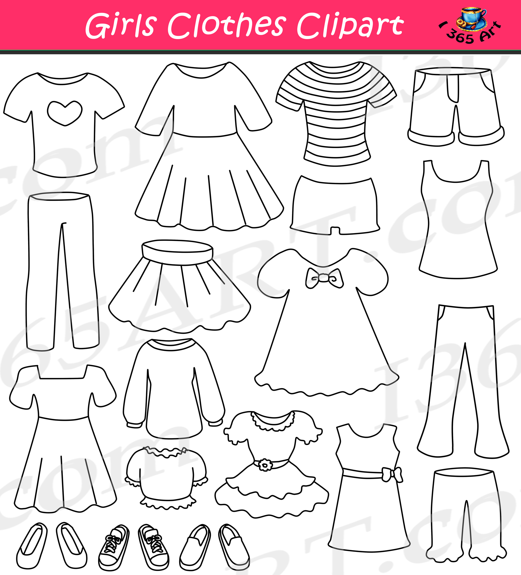 getting dressed for school clipart black and white
