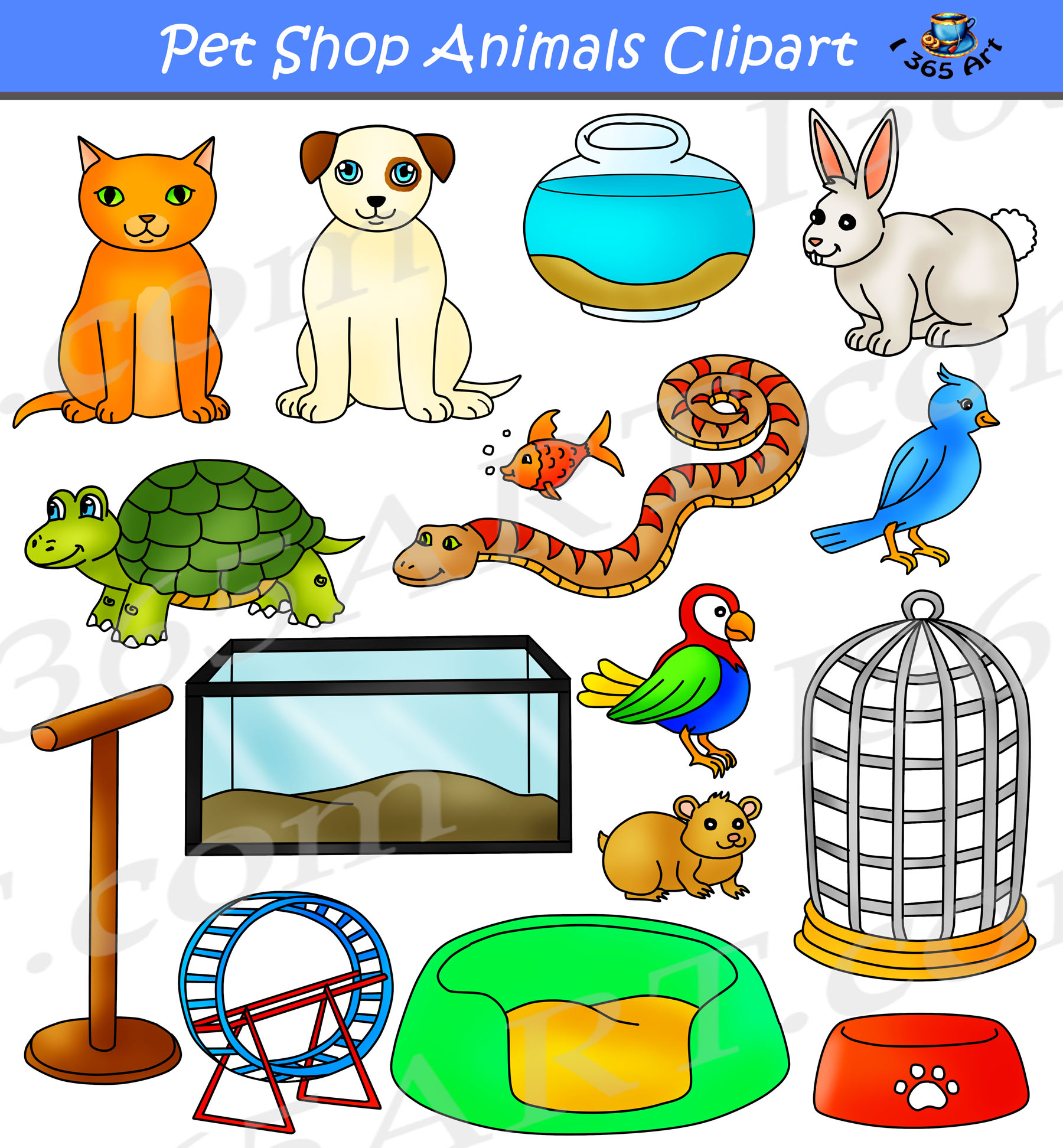 Pet Shop Animals Clipart Commercial Set - Clipart 4 School