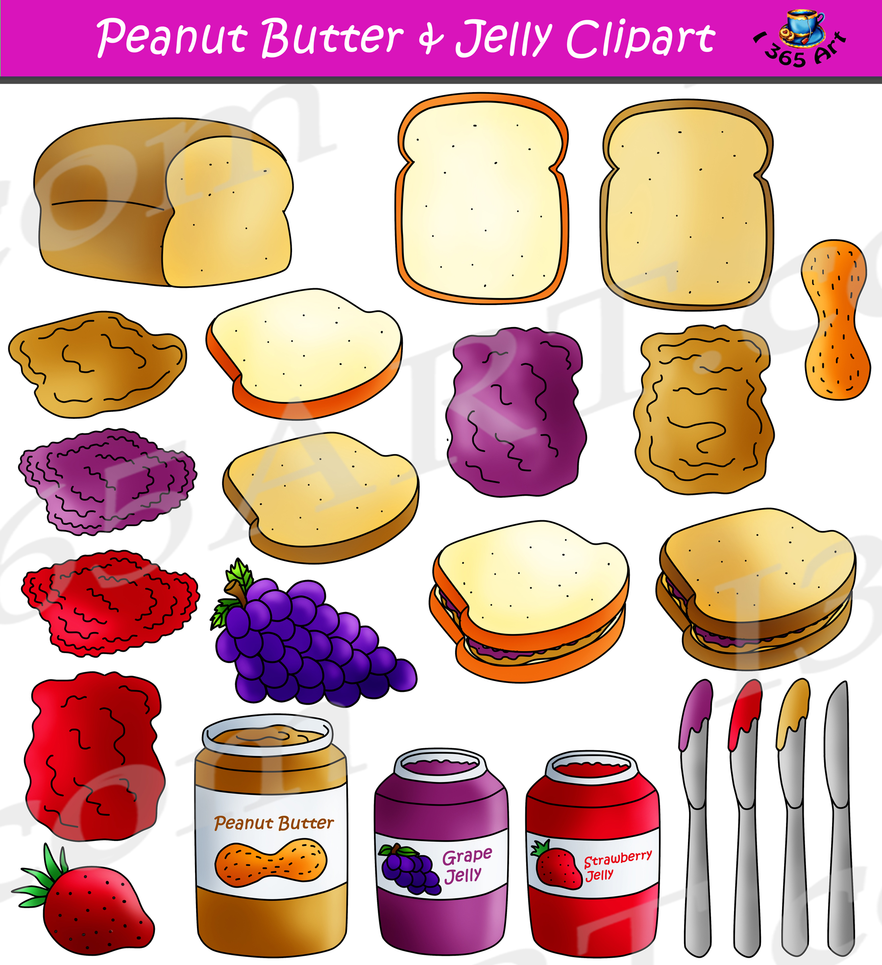 how to make a peanut butter and jelly sandwich clipart