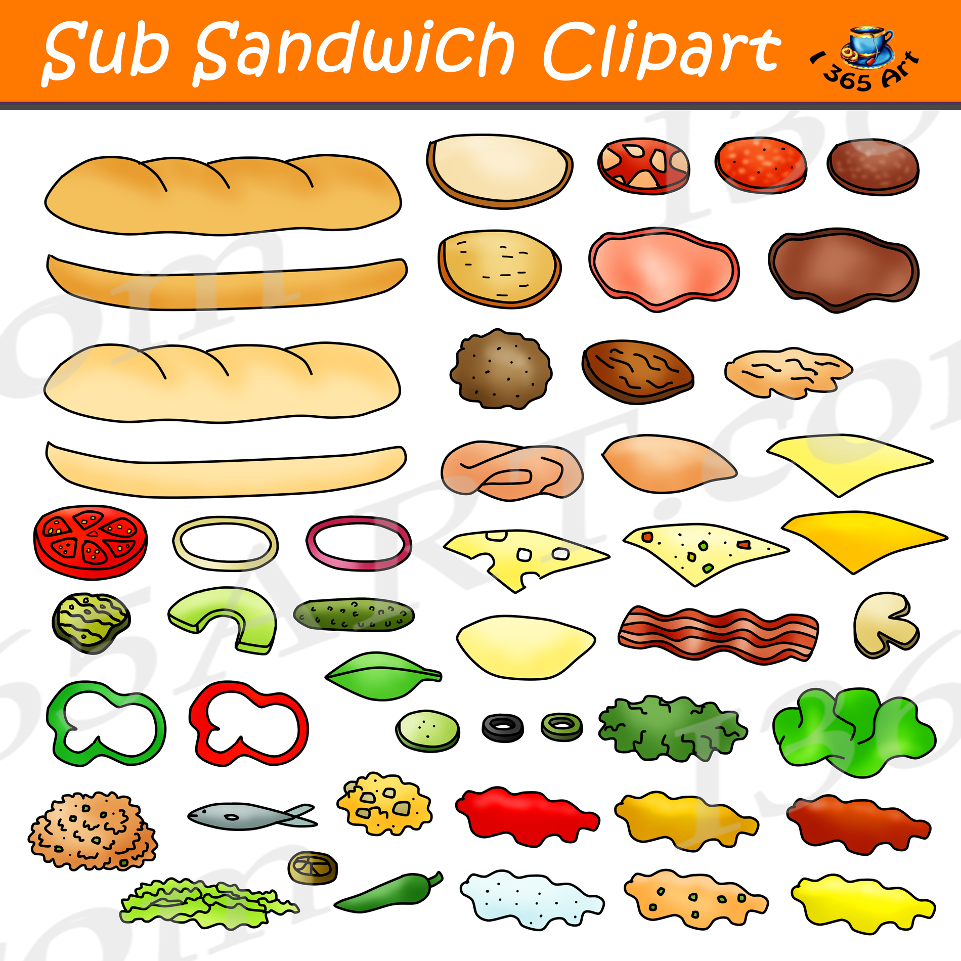 sub sandwich clipart.