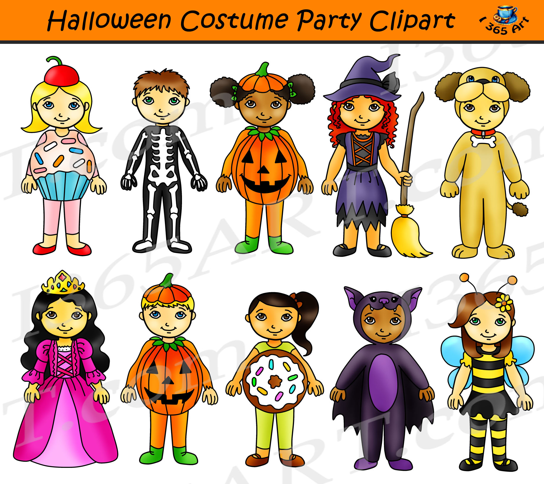 Halloween Costume Party Clipart.