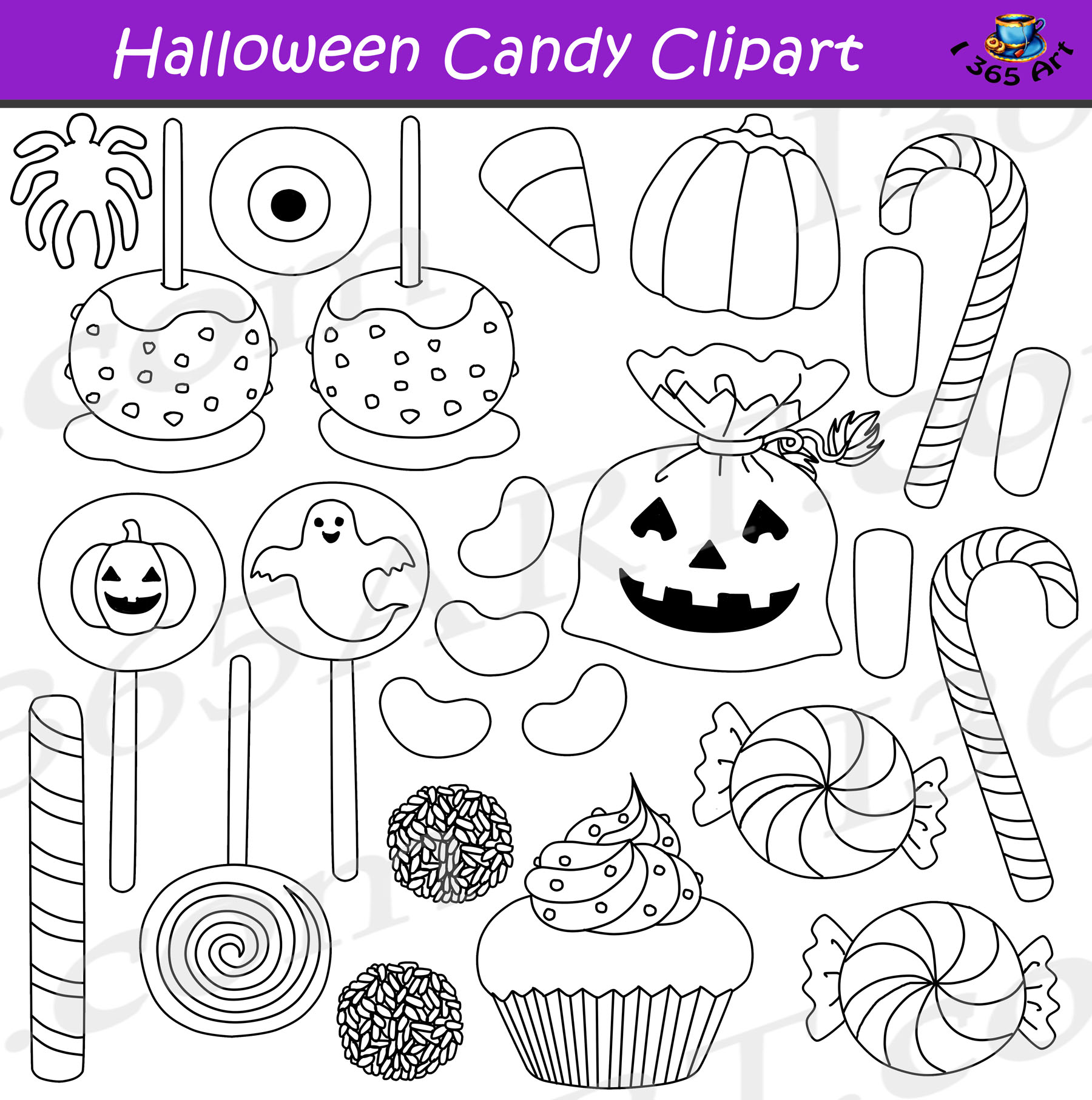 black and white candy clipart