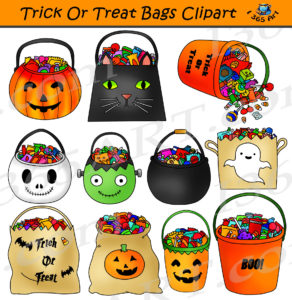 Trick Or Treat Bags Clipart Halloween Set - Clipart 4 School