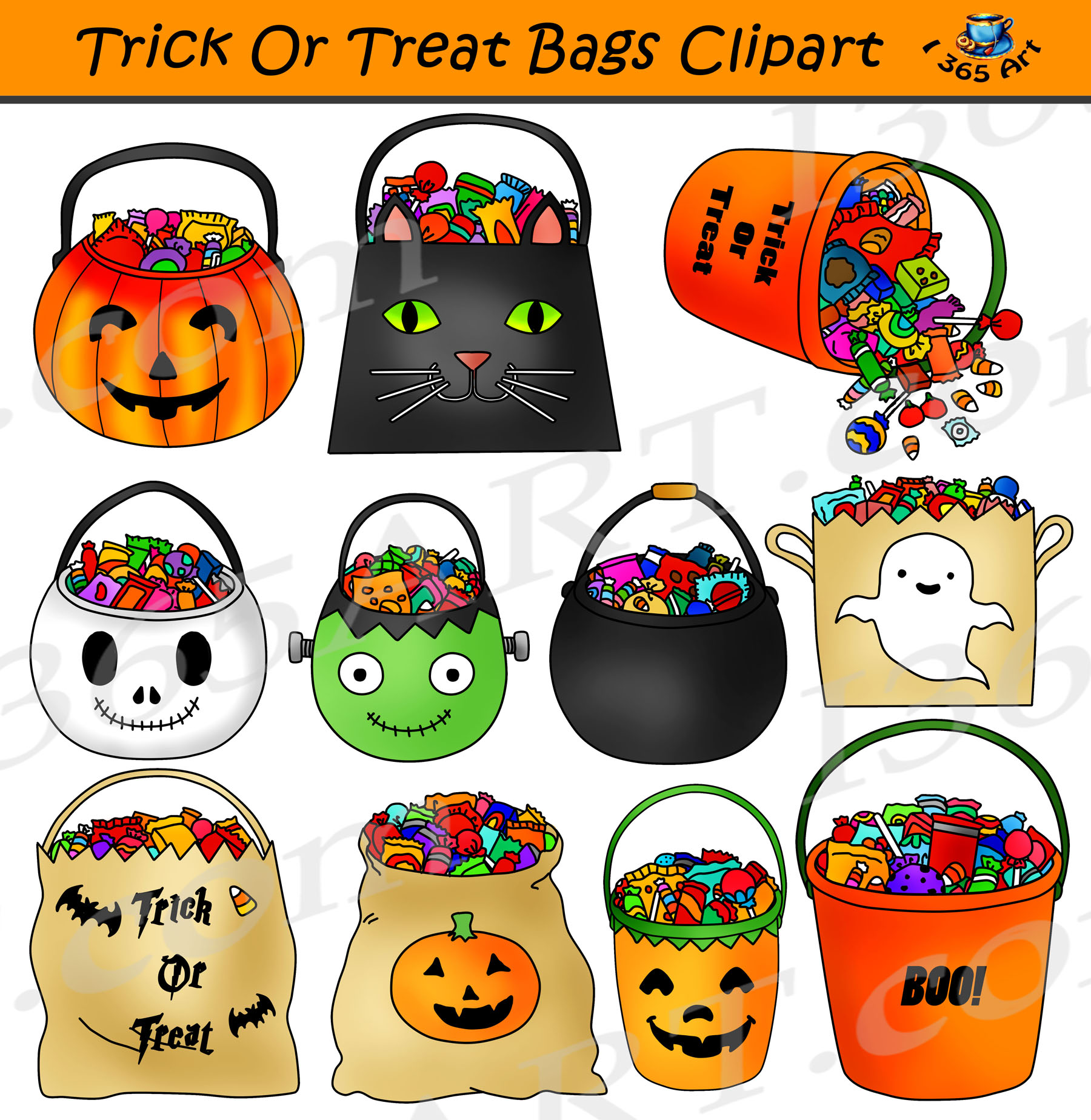 Halloween Clipart - halloween-girl-witch-holding-bag-of-candy-animated -  Classroom Clipart