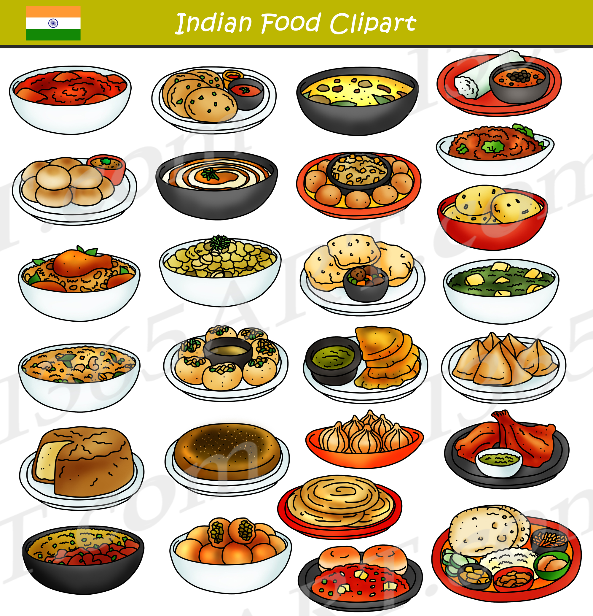Indian Food Clipart Bundle Graphics - Clipart 4 School