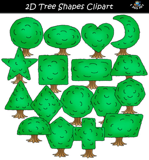 2D tree shapes clipart