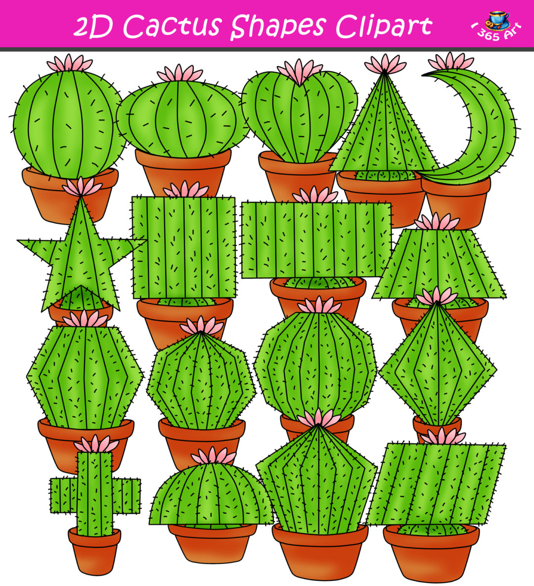 2D Cactus Shapes Clipart Graphics Download - Clipart 4 School