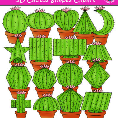 2d cactus shapes clipart