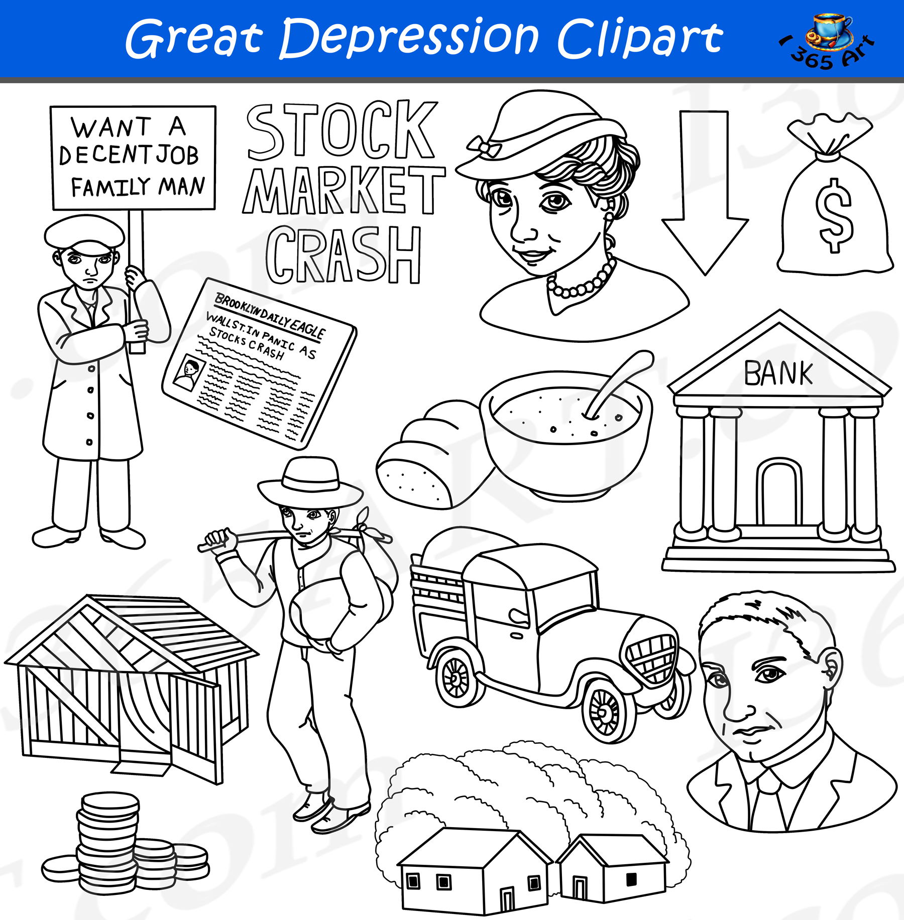 The Great Depression Clipart Graphic Set Clipart 4 School