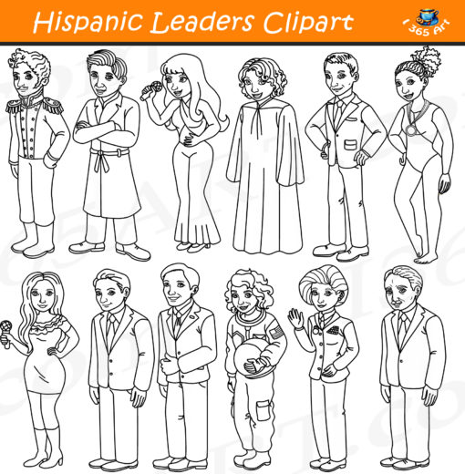 hispanic leaders clipart black and white