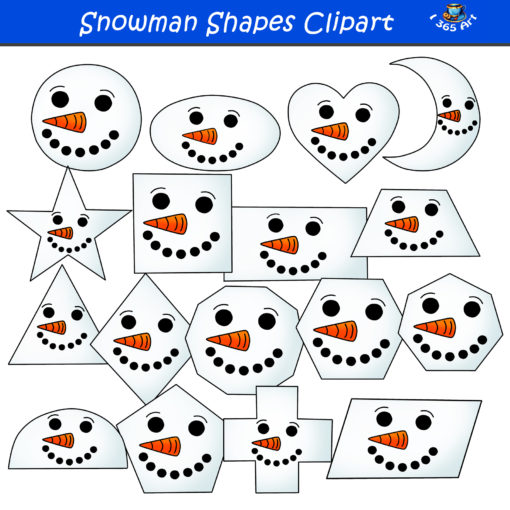 2D snowman shapes clipart