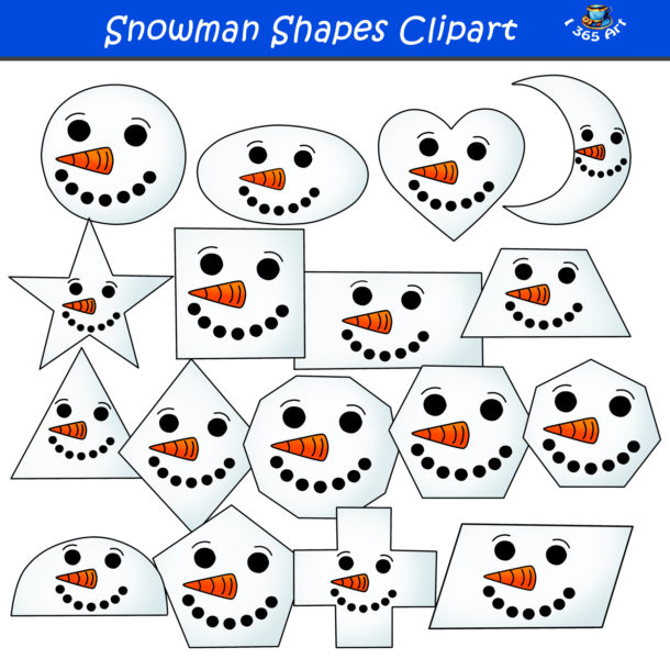 2d Snowman Shapes Clipart Graphics Set Clipart 4 School