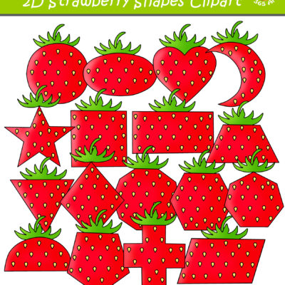 2D strawberry shapes clipart