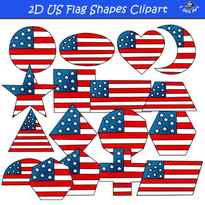 2D american flag shapes clipart