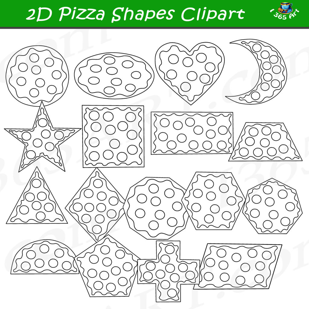 2D Pizza Shapes Clipart Graphics Download - Clipart 4 School