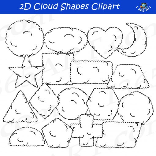 2D cloud shapes clipart