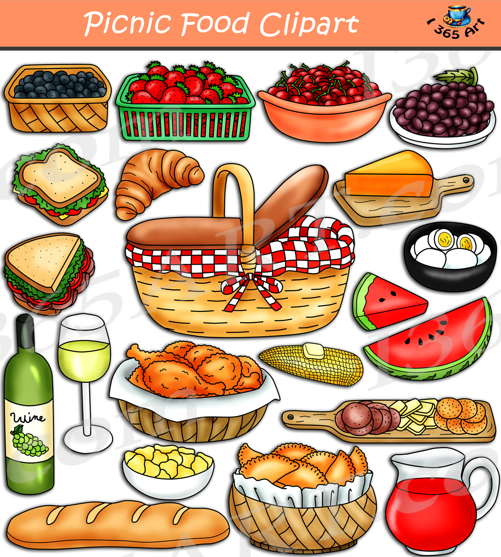 Picnic Food Clipart Set Download - Clipart 4 School