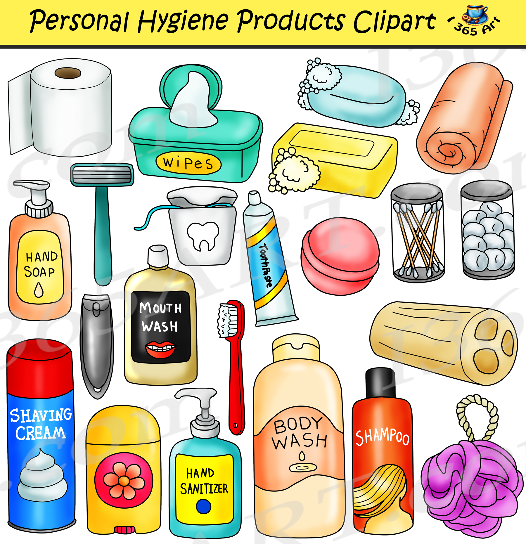 Cleaning Supplies Clipart Set Download - Clipart 4 School