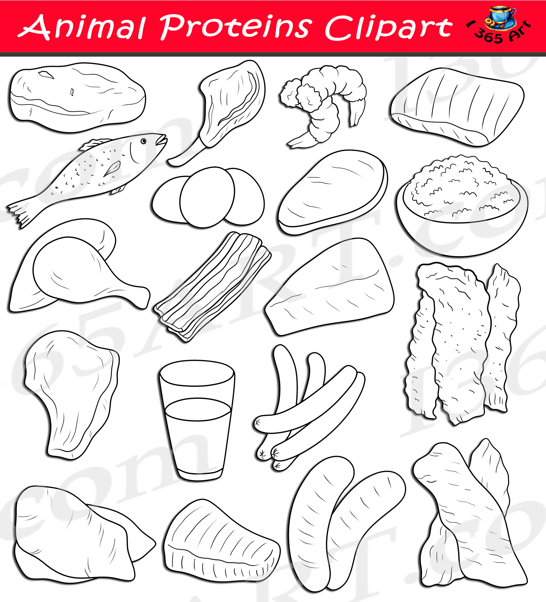 Meat and Animal Protein Clipart Set Download - Clipart 4 School