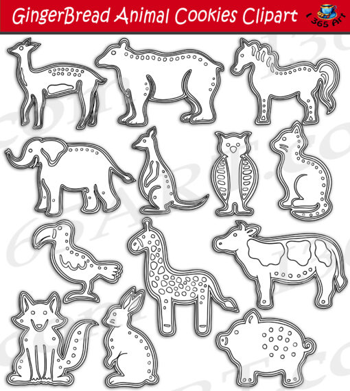 Gingerbread Animal Cookies Clipart