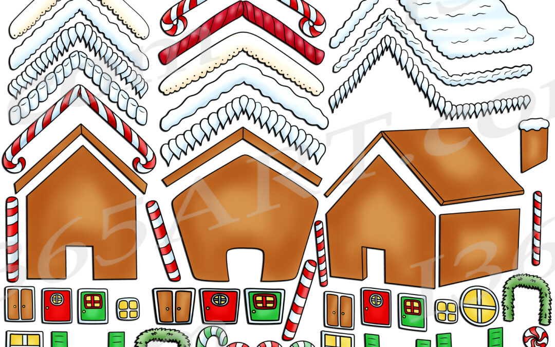 Build A Gingerbread House Clipart Set Download