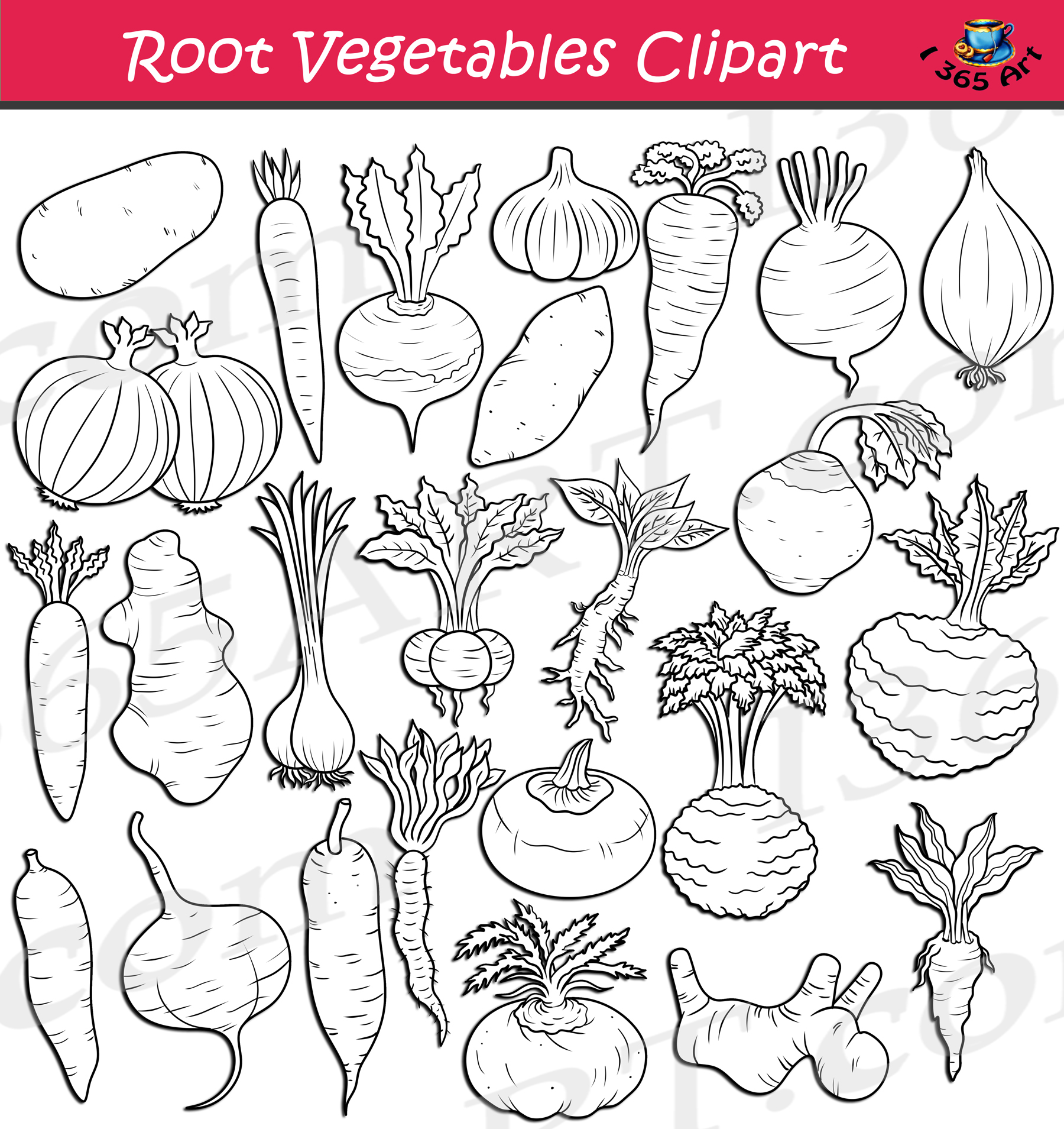 vegetables clipart black and white