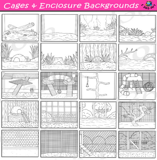Cage & Enclosure Backgrounds Clipart