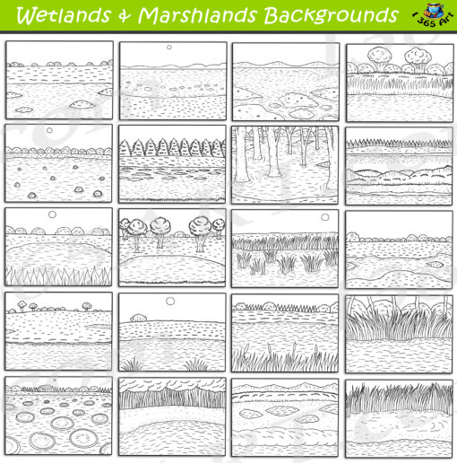 Wetlands & Marshlands Backgrounds Clipart