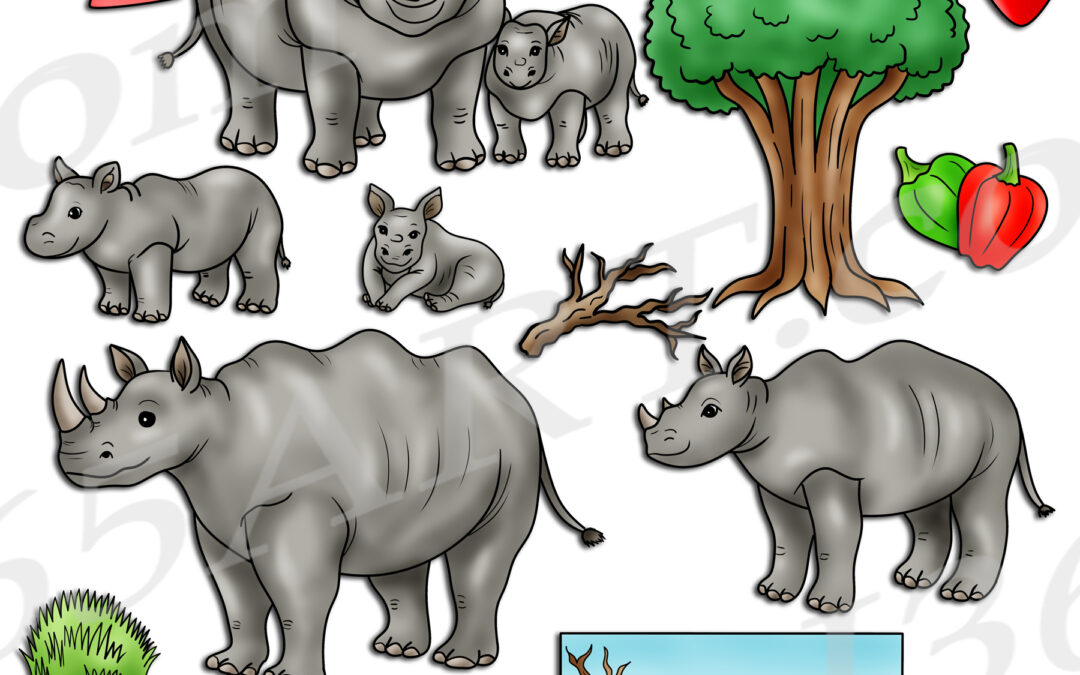Rhinoceros Life Cycle Clipart Set Download