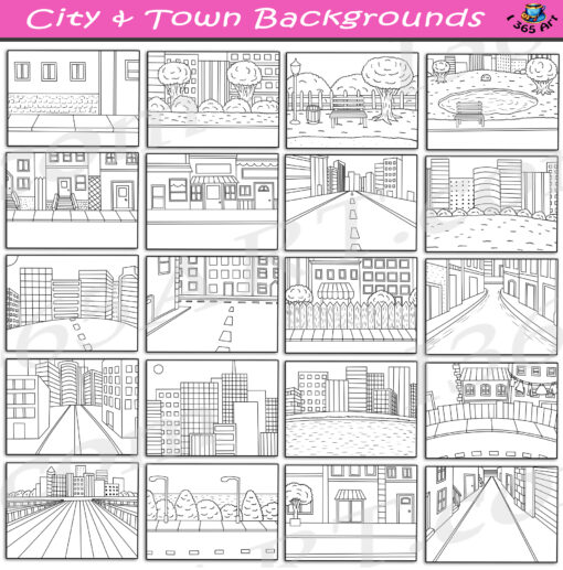 City & Town Backgrounds Clipart