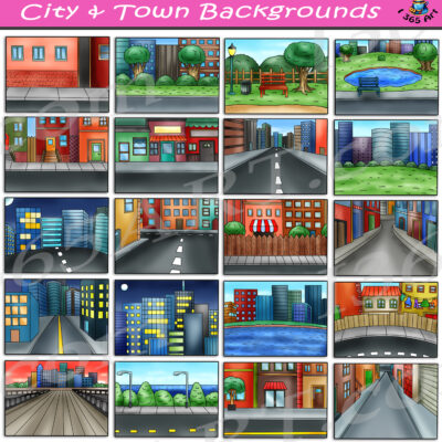 City & Town Backgrounds Clipart