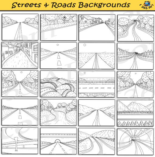 Streets & Roads Backgrounds Clipart