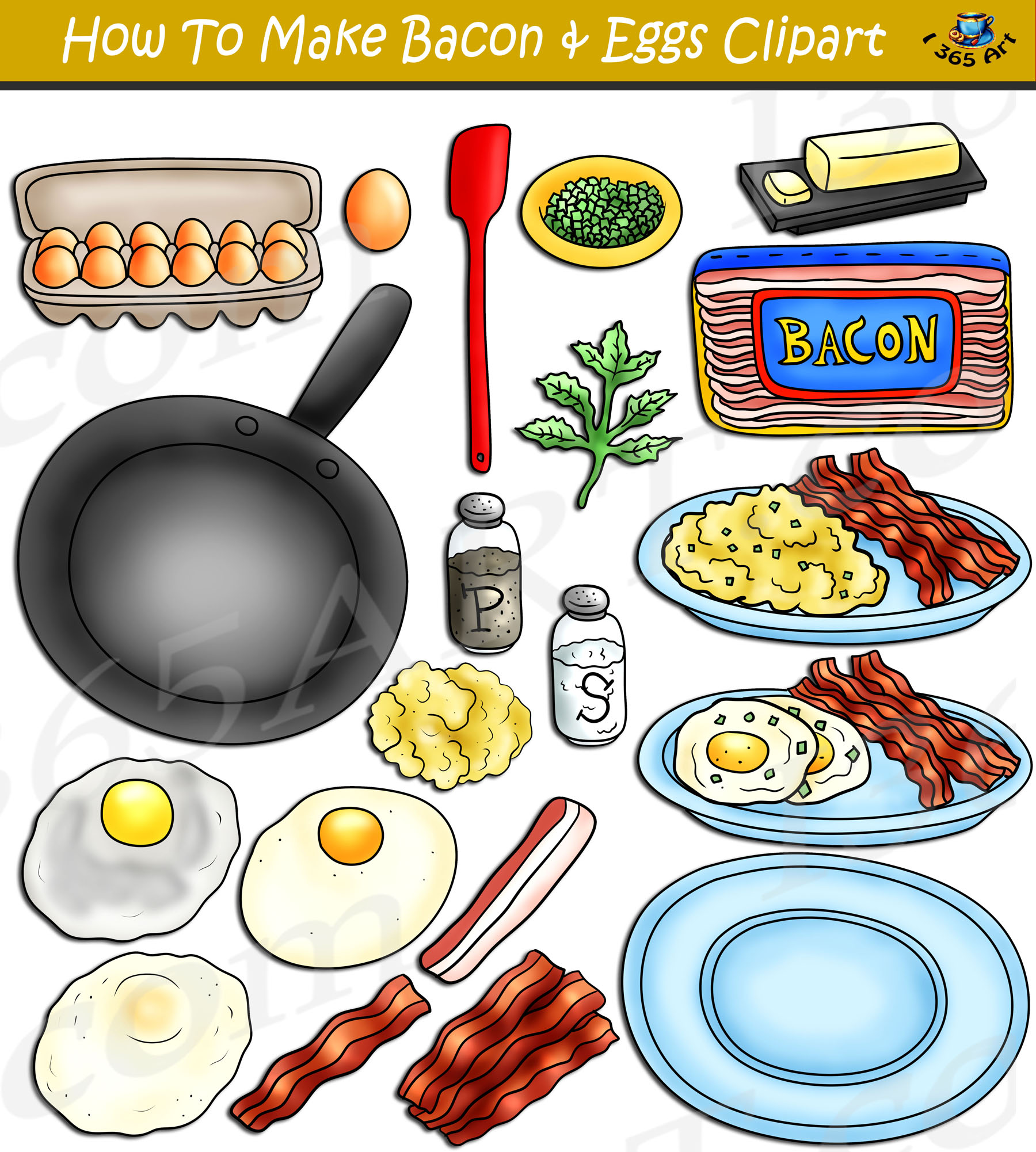 Food Objects - scrambled-egg-on-white-background - Classroom Clipart
