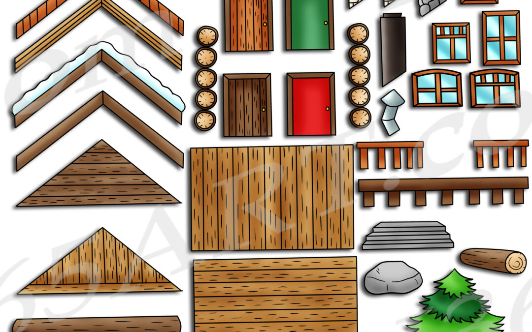 Build A Cabin Clipart Set Download