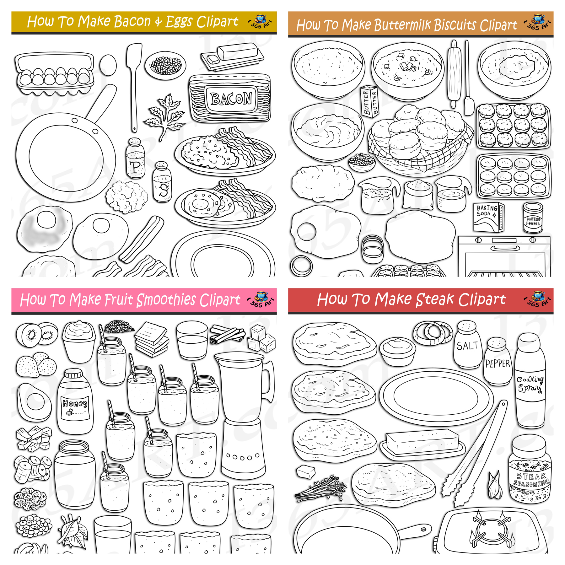 How To Make Foods Clipart Bundle #10 – Get 4 Sets in all! - Clipart 4 ...