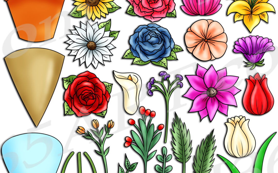 Build A Flower Bouquet Clipart Set Download