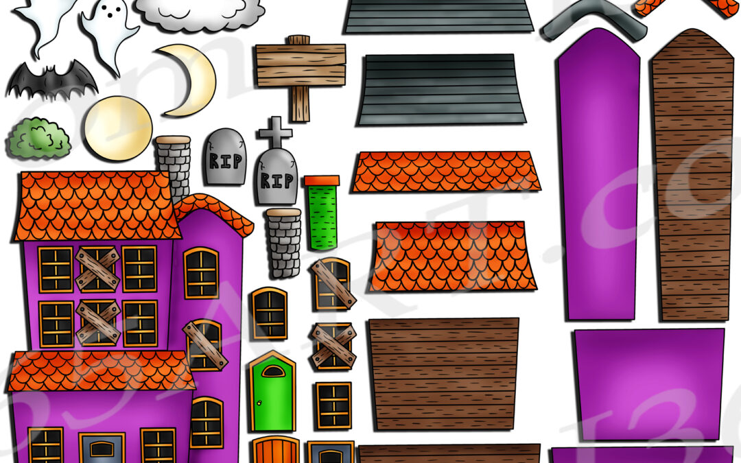 Build A Haunted House Clipart Set Download