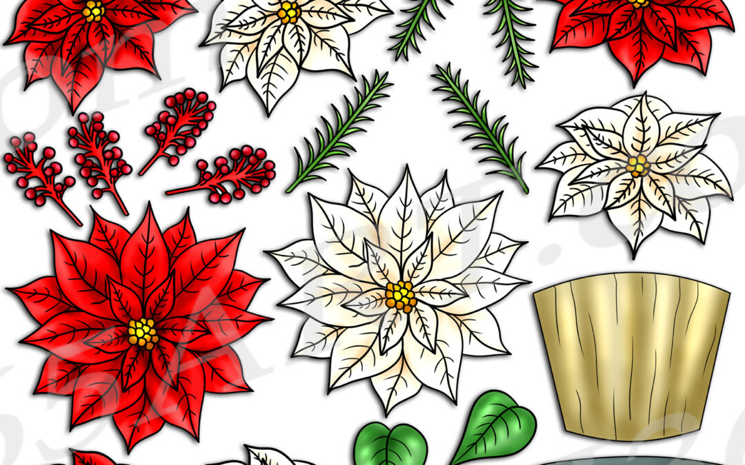 Build A Poinsettia Clipart Set Download